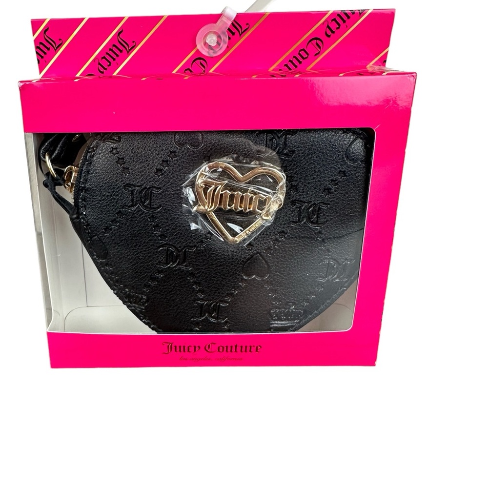 Juicy Couture Black Heart Shaped‎ Embossed Wristlet